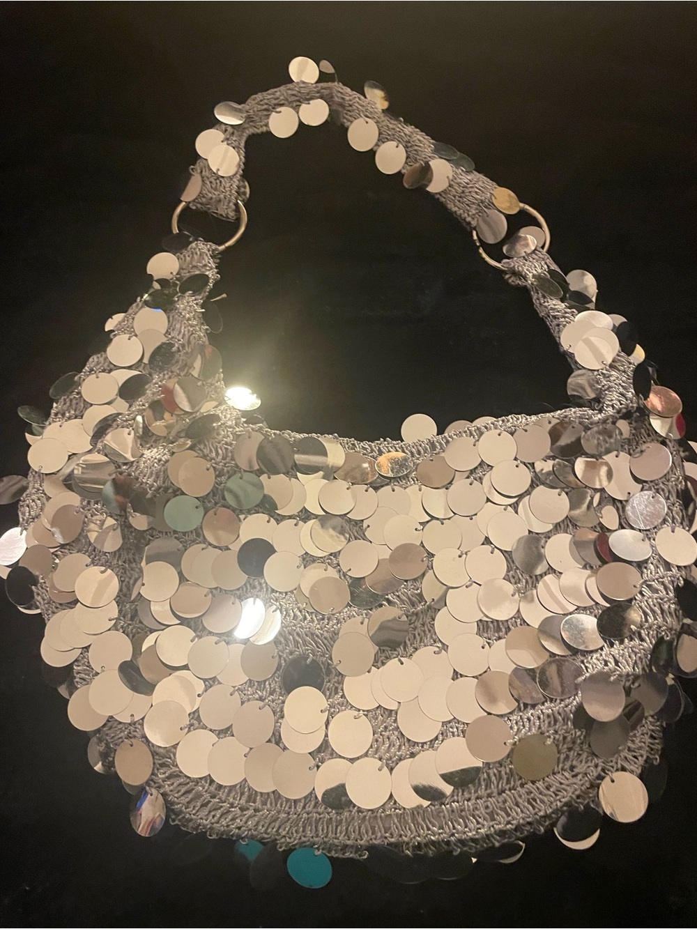 Sparkle Silver Sequin Shoulder Bag
